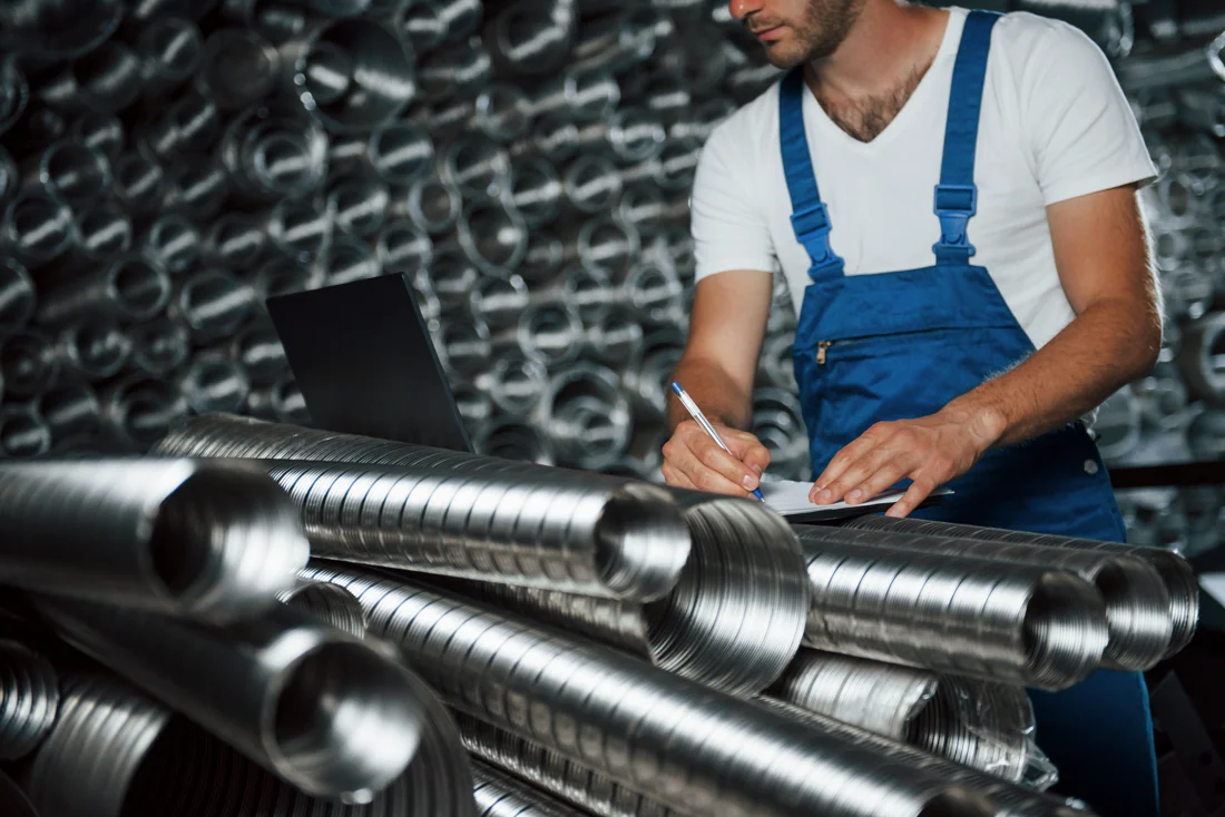 engineer measuring pipe in south bend